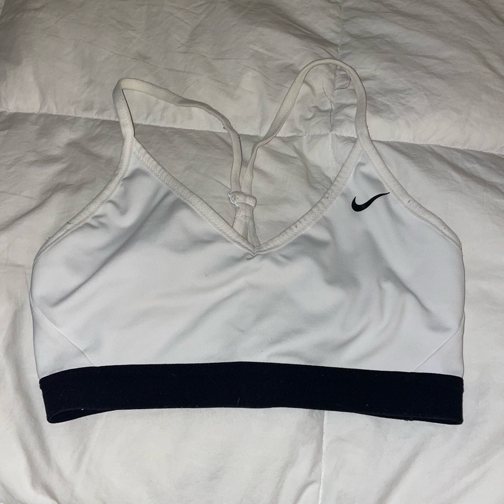 Nike Women's White and Black Sports Bra